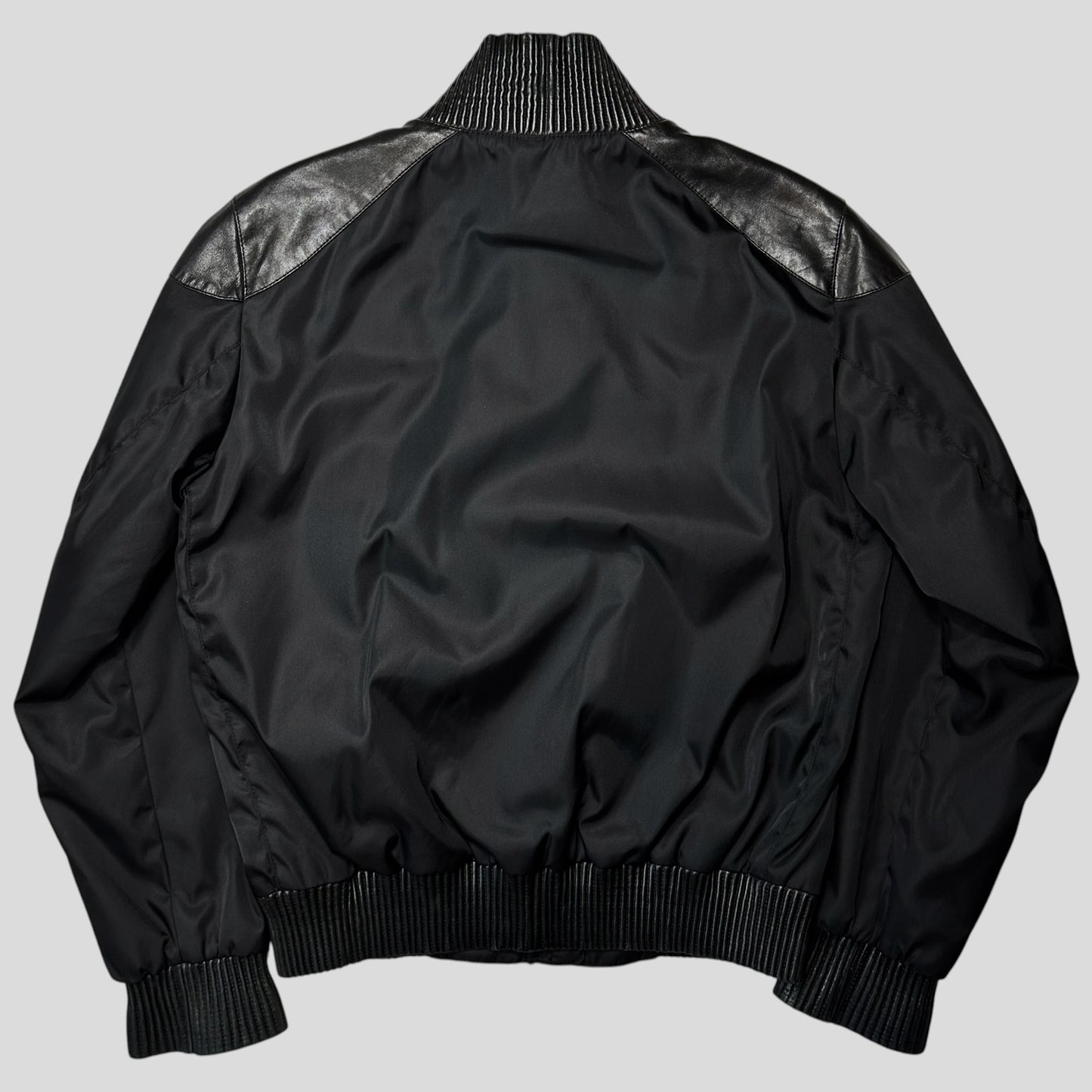 Prada Milano 2007 Gabardine Nylon + Leather Bomber Jacket - IT52 (L)