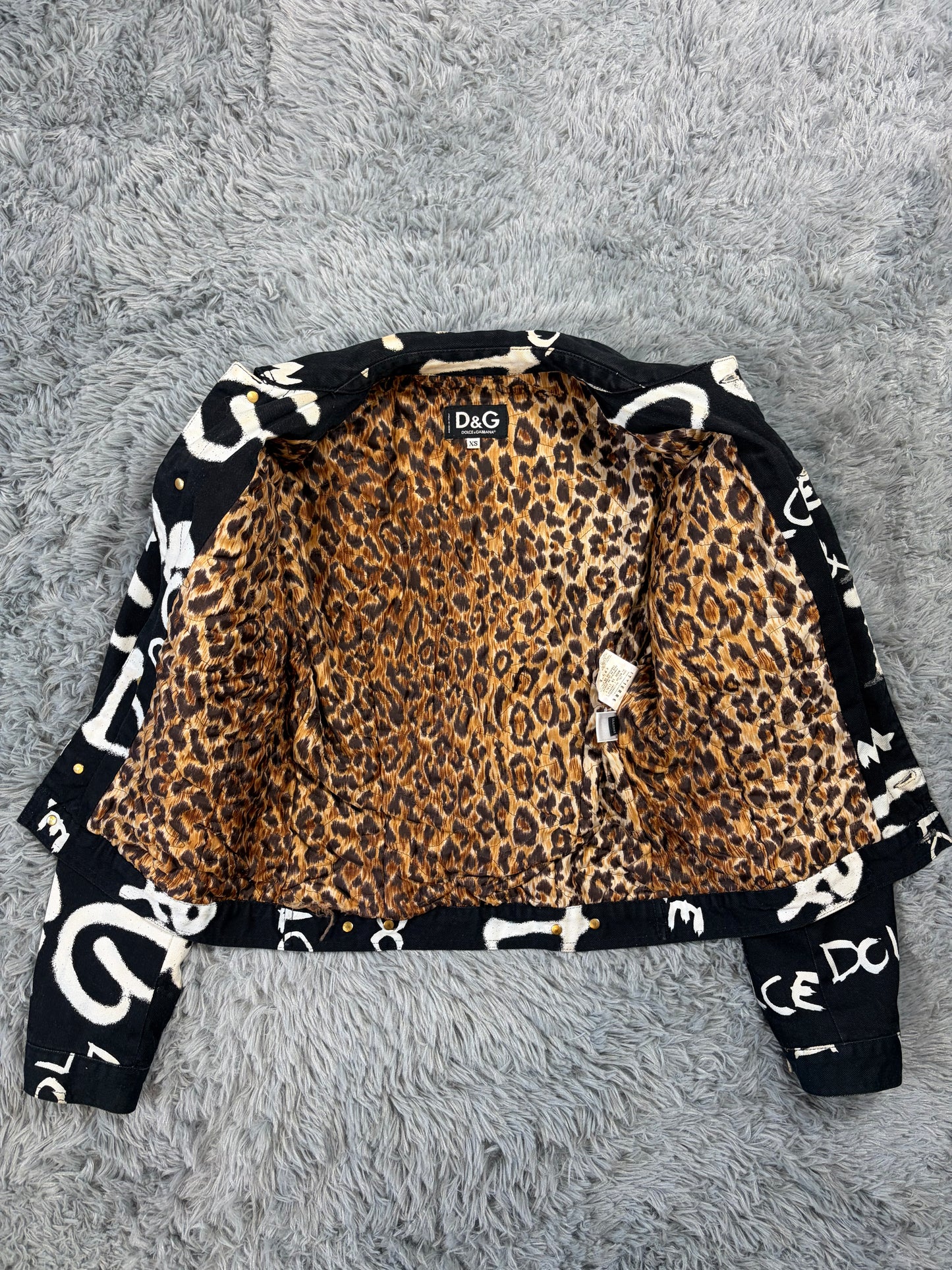 Dolce & Gabbana 2001 Graffiti Logo Cropped Denim Jacket - XS