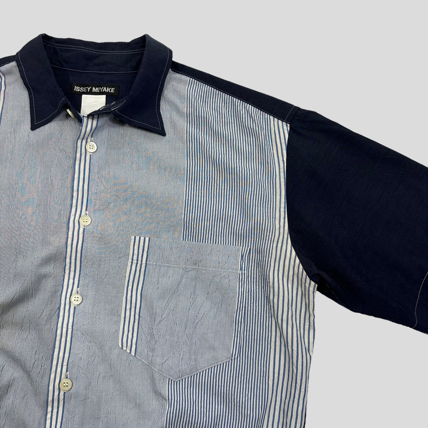 Issey Miyake 00’s Striped & Pleated Boxy Panelled Shirt - L/XL