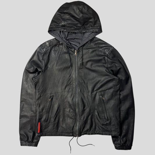 Prada Sport 2010 Reversible Leather + Micro Check Nylon Jacket - IT52