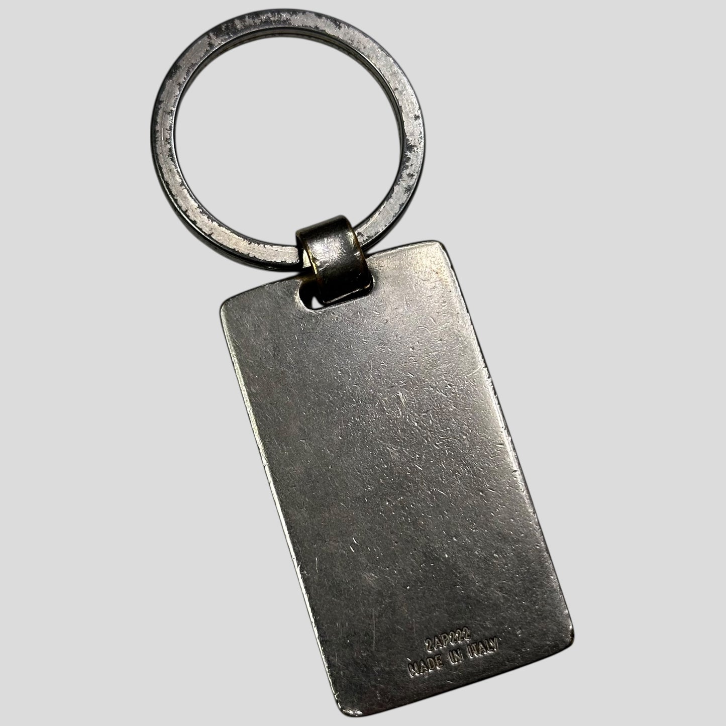 Prada 2000’s Metal Plaque Keyring / Bag Accessory