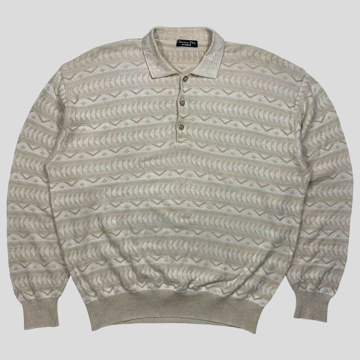 Christian Dior Monsieur 80’s 3D Textured Aztec Knit - L