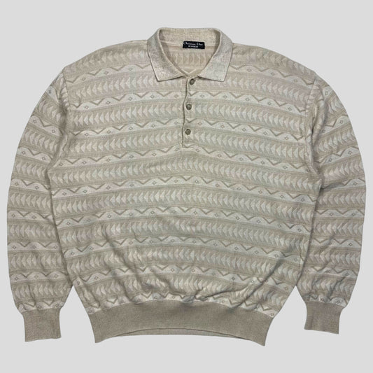 Christian Dior Monsieur 80’s 3D Textured Aztec Knit - L