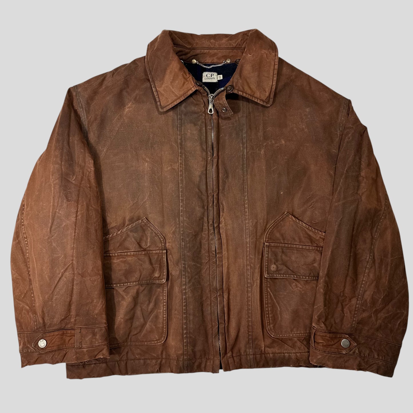 CP Company 1994 Waxed Heavy Cotton Flannel Lined Work Jacket - IT48 (L/XL)