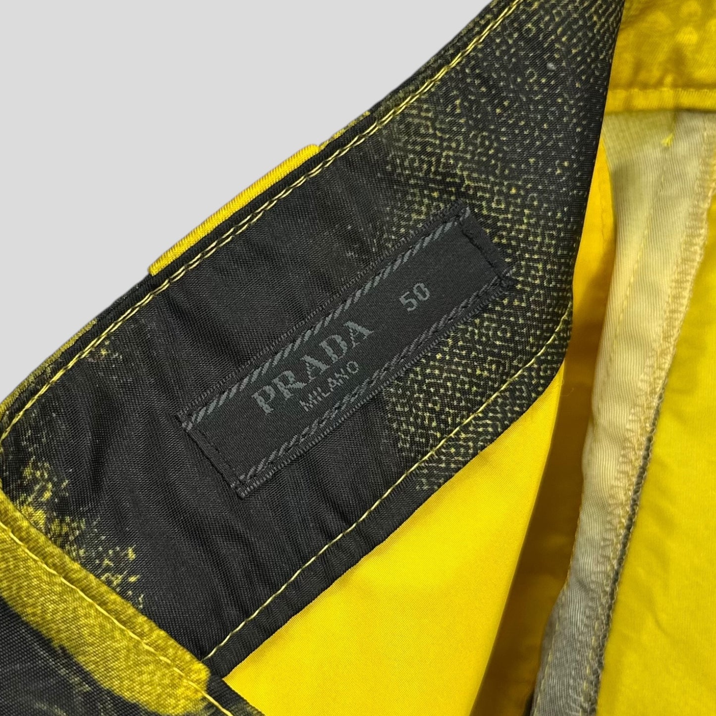 Prada x Raf Simons 2022 Re-Nylon Wolf Print Baggy Bermuda Shorts