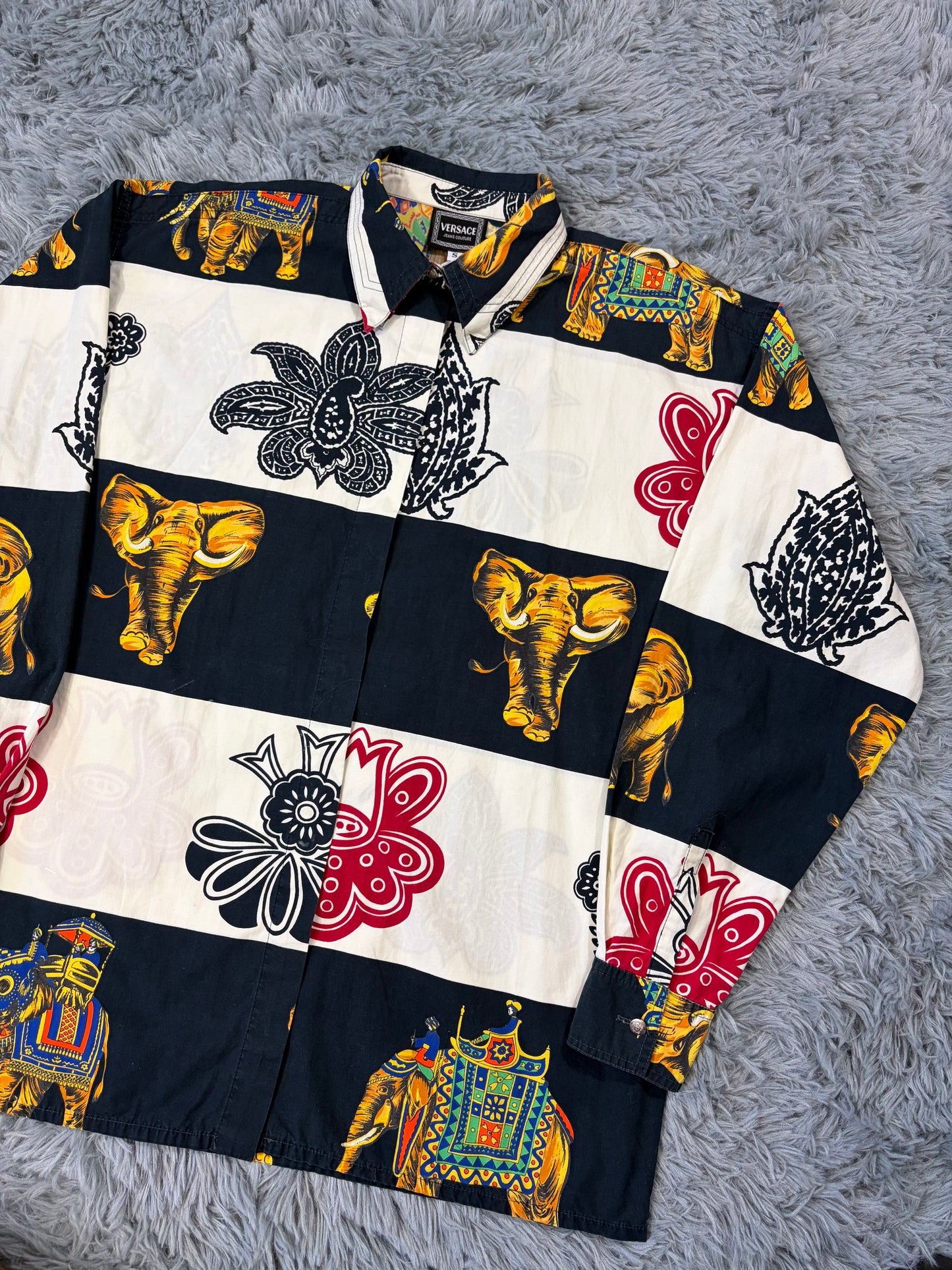 Versace VJC 90’s Regal Striped Elephant Shirt - S/M