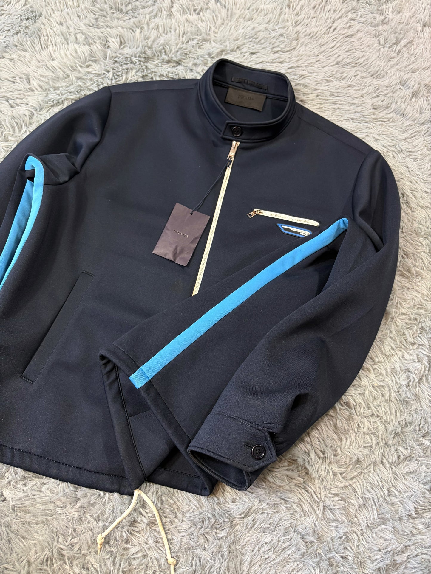 Prada 2018 Race Rubber Logo Contrast Stripe Blouson Jacket - IT52