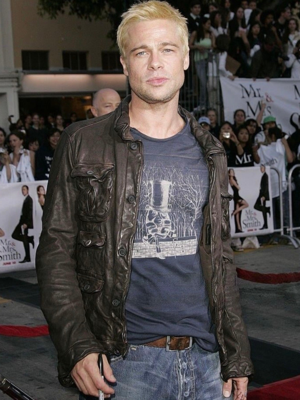 Neil Barrett 2006 Brad Pitt Suede Leather Multipocket Moto Jacket - M