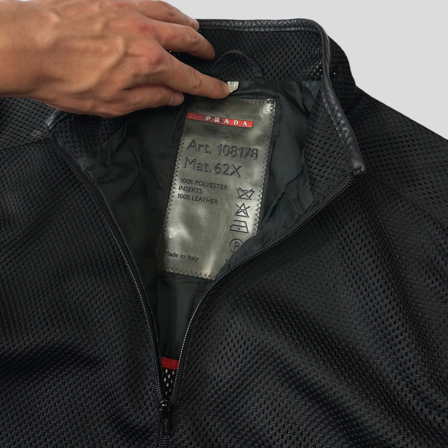 Prada Sport SS00 SAMPLE Mesh + Leather Moto Jacket - IT54