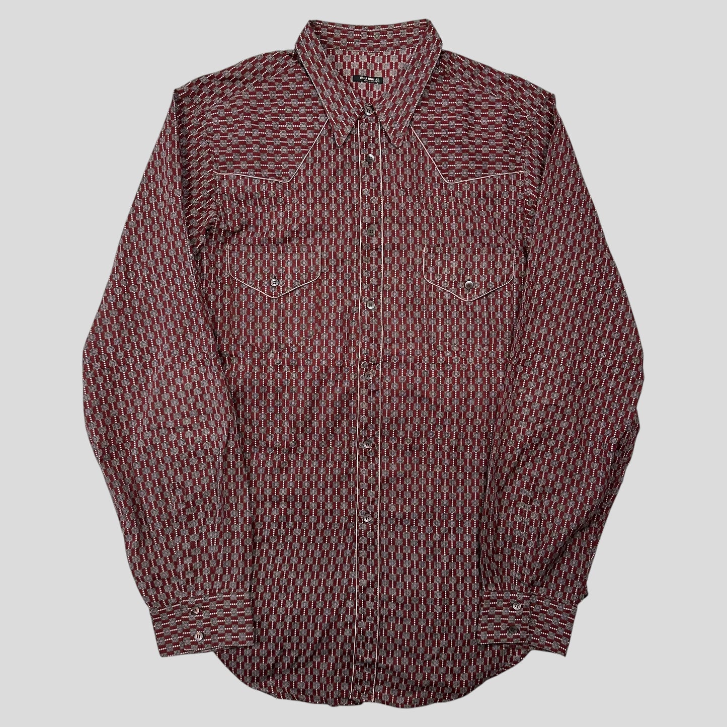 Miu Miu 00’s Western Cowboy Geometric Print Shirt - M/L