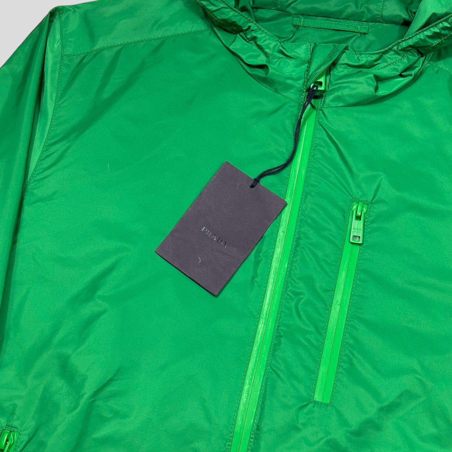 Prada Milano 2019 Laminated Green Nylon K-way Windbreaker - M/L