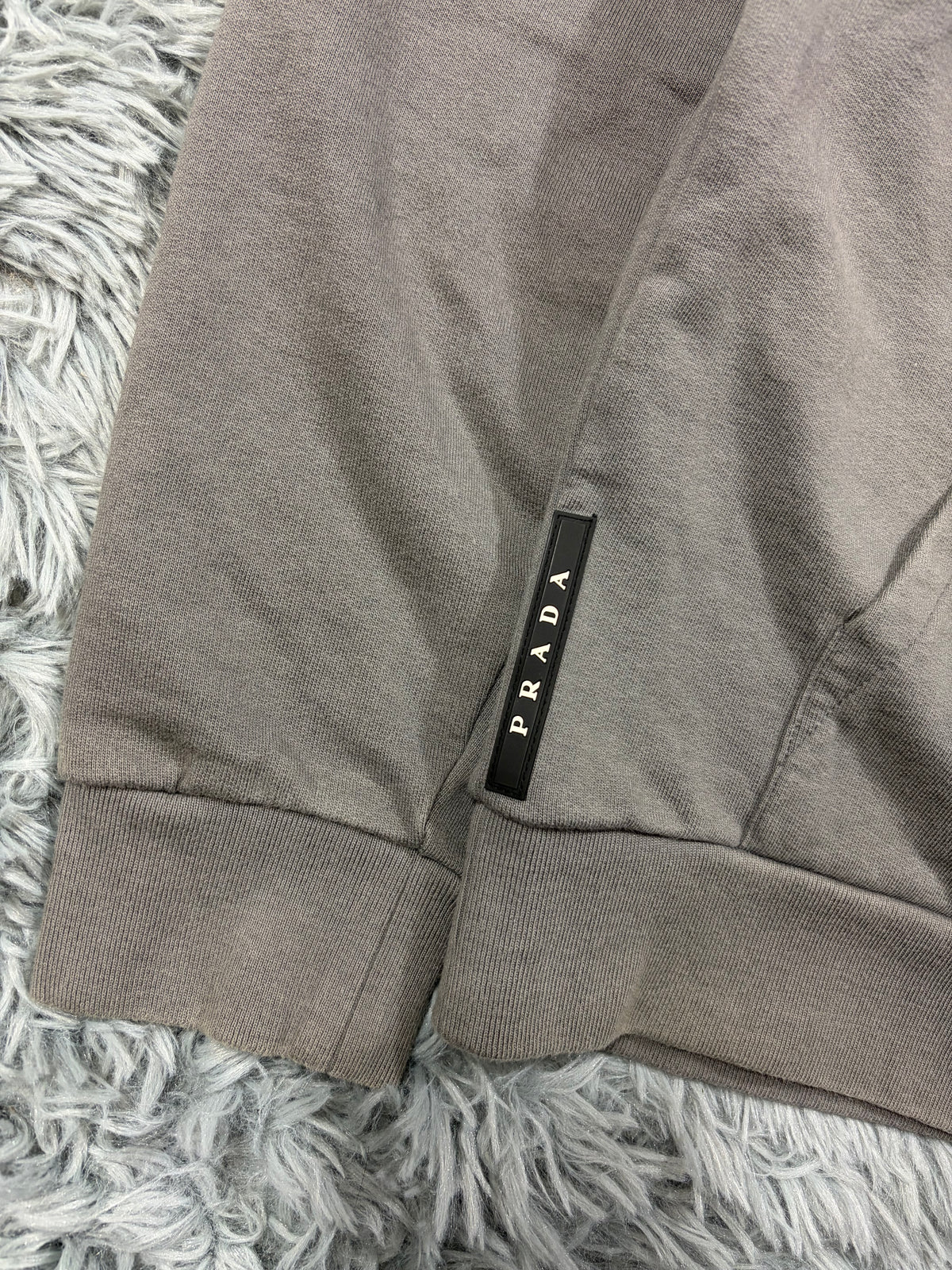 Prada 2021 Black Tab Grey Cotton Nylon Detailed Hoodie - M