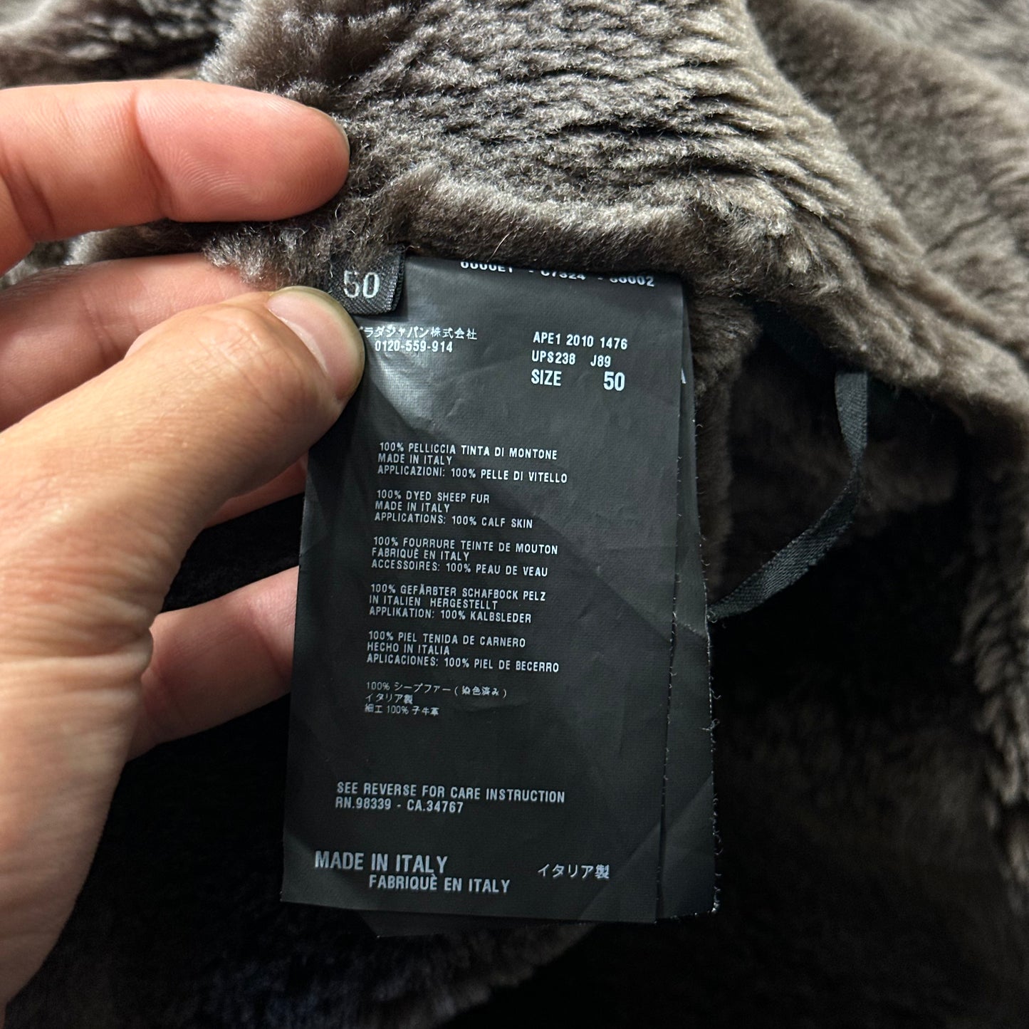Prada Milano 2010 Sheepskin Fur & Leather Strap Hooded Coat - IT50