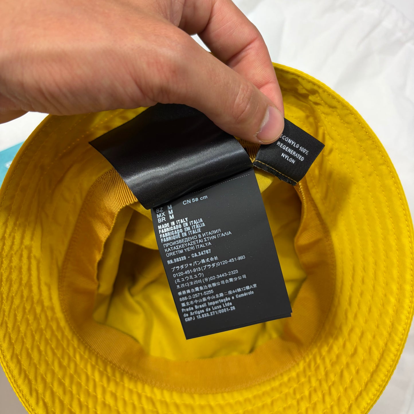 Prada Milano 2020 Re-nylon Yellow Panama Bucket Hat