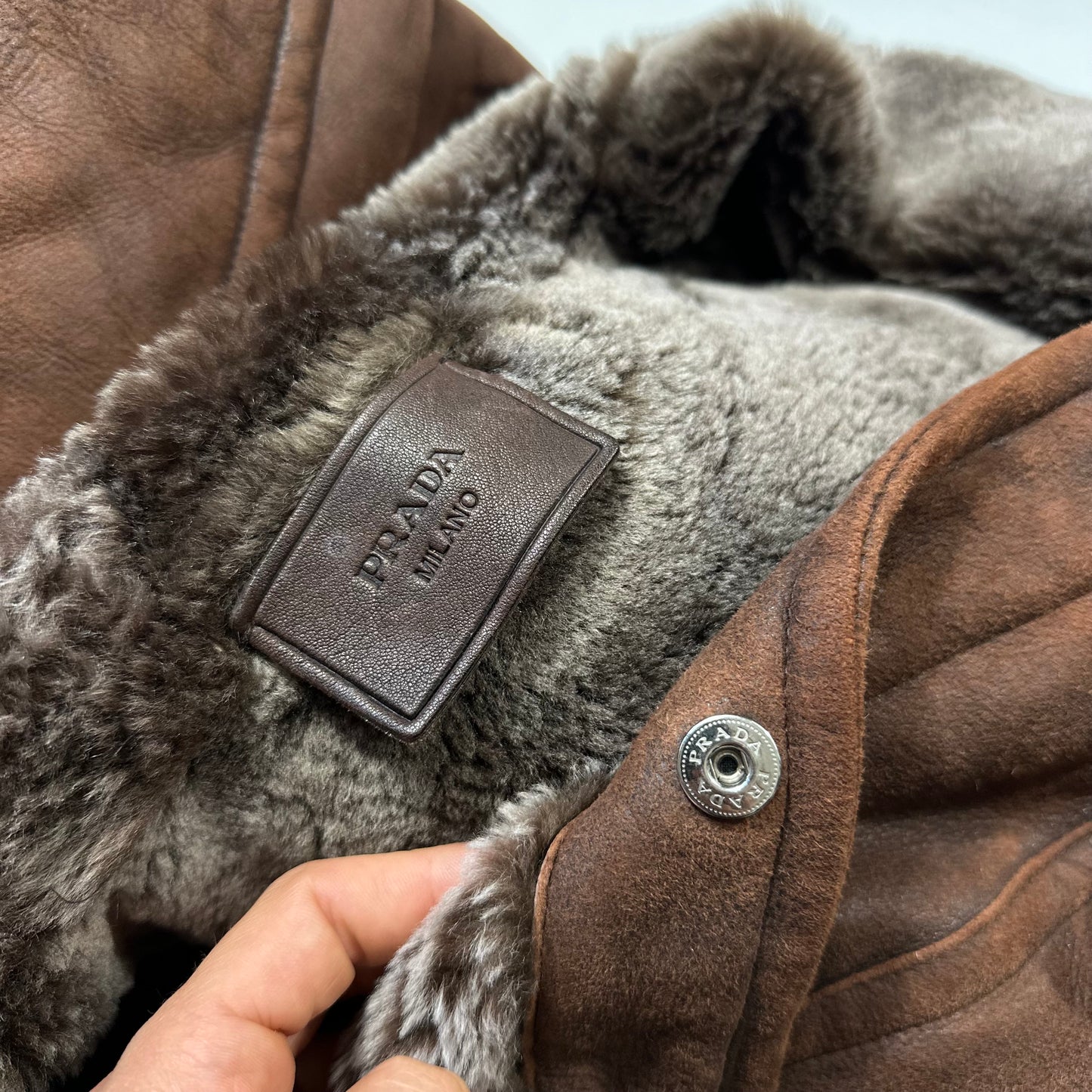 Prada Milano 2010 Sheepskin Fur & Leather Strap Hooded Coat - IT50