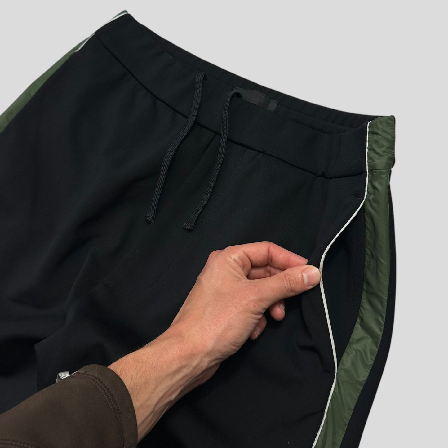 Prada 2017 Red Tab Green Nylon Panelled Poly Tracksuit Bottoms - S