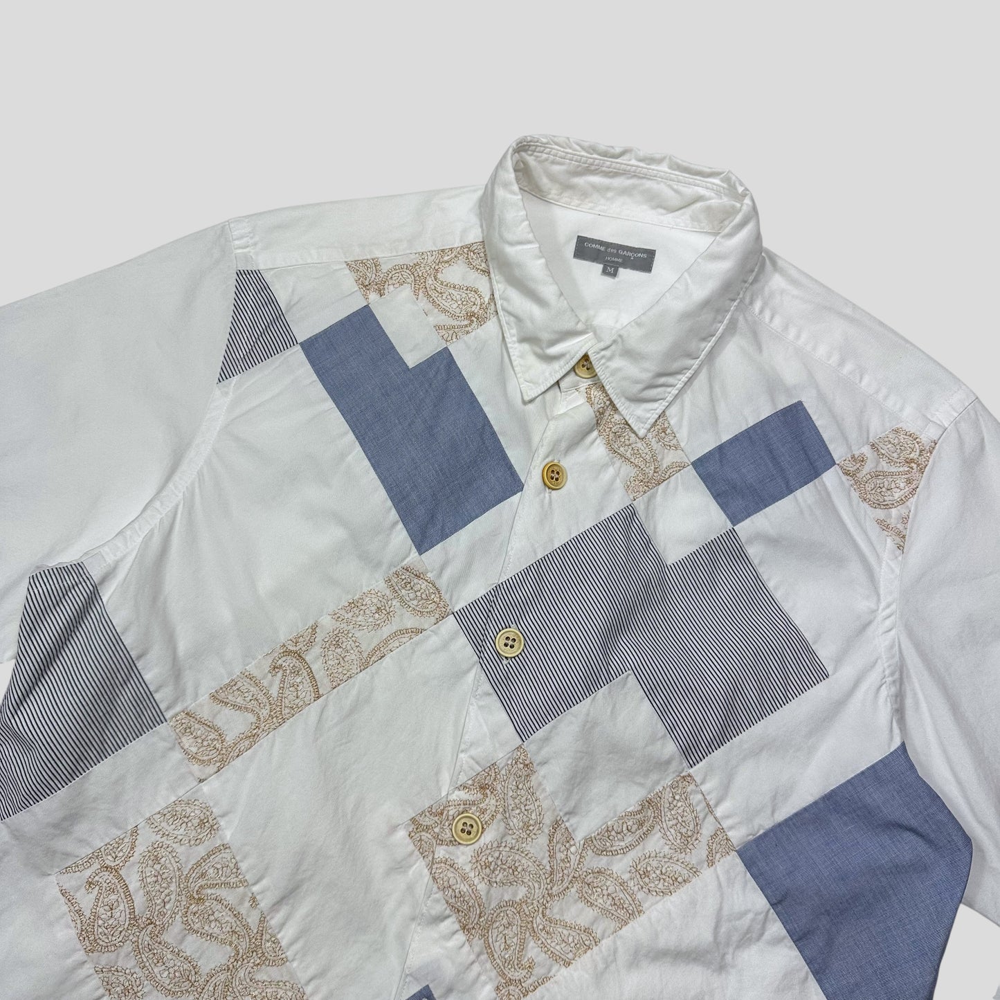 Comme Des Garçons Homme 2003 Patchwork Metallic Embroidered Shirt - M