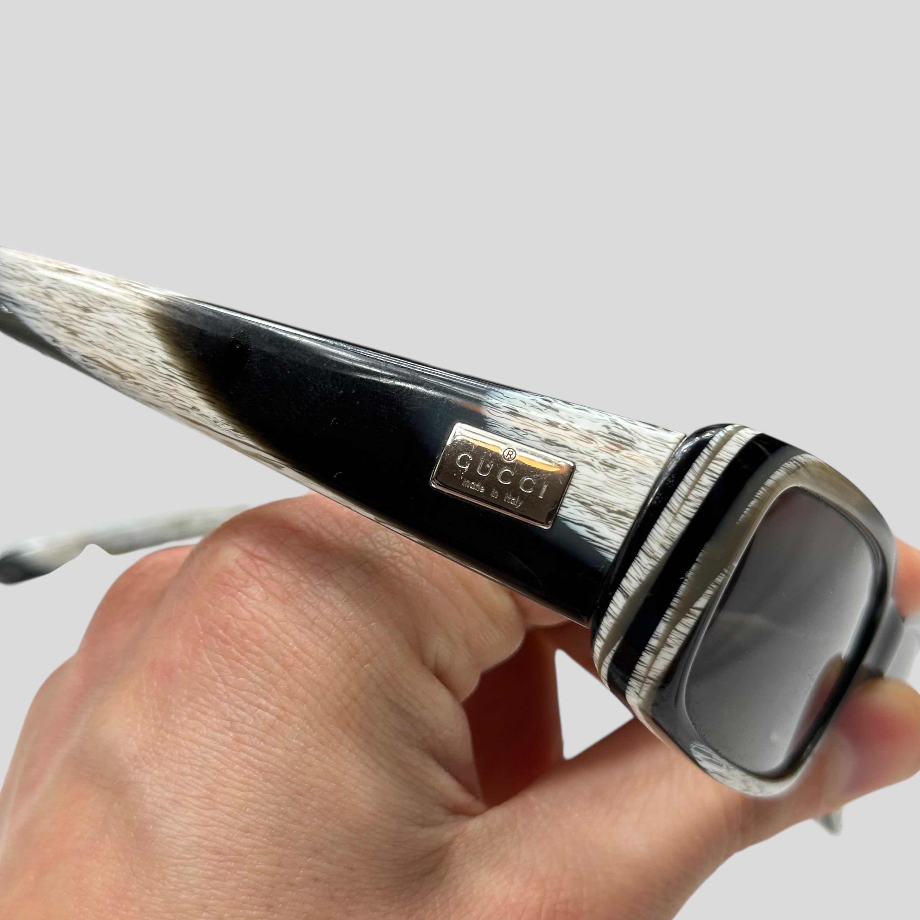 Gucci by Tom Ford 00's Zebra Print GG Logo Square Sunglasses