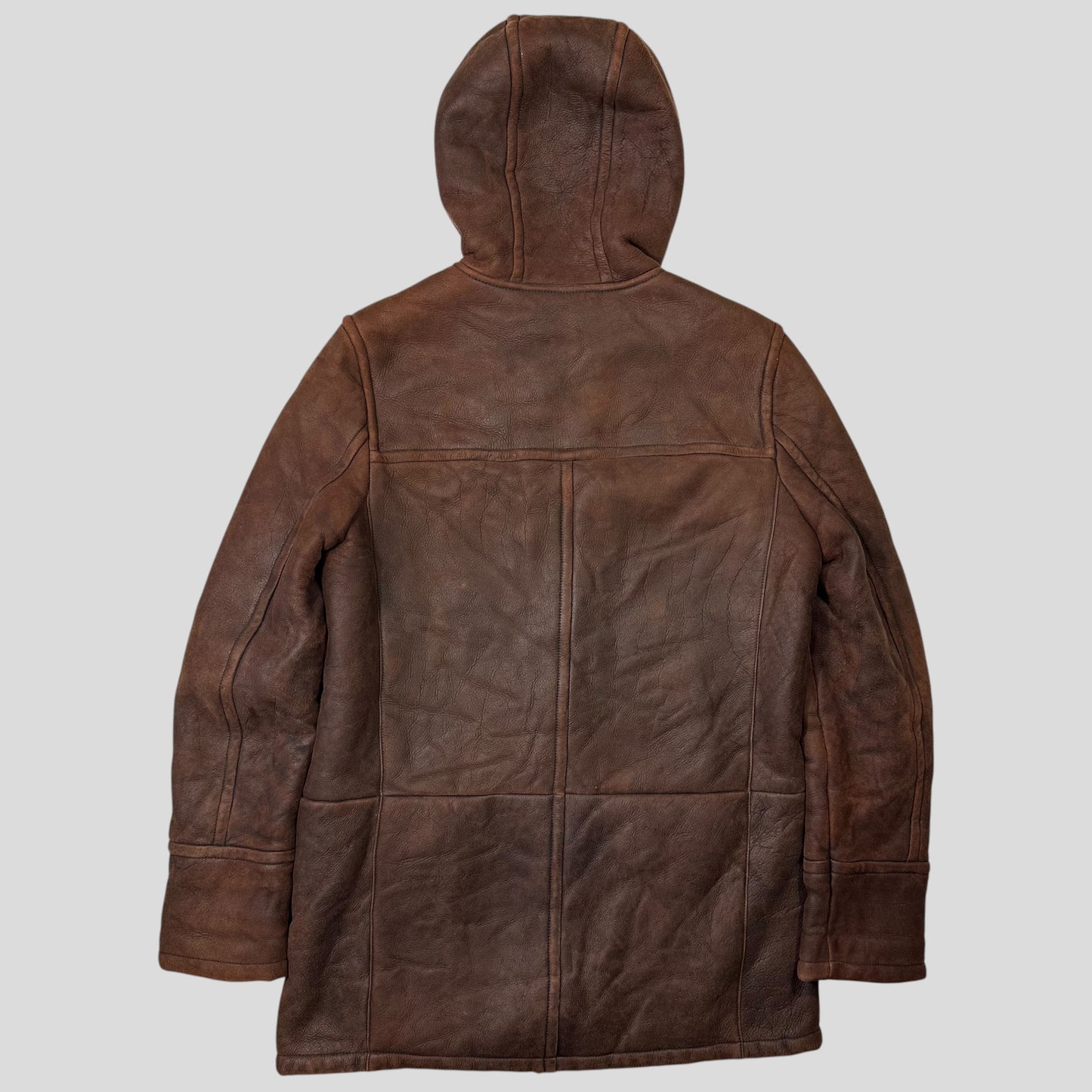 Prada Milano 2010 Sheepskin Fur & Leather Strap Hooded Coat - IT50