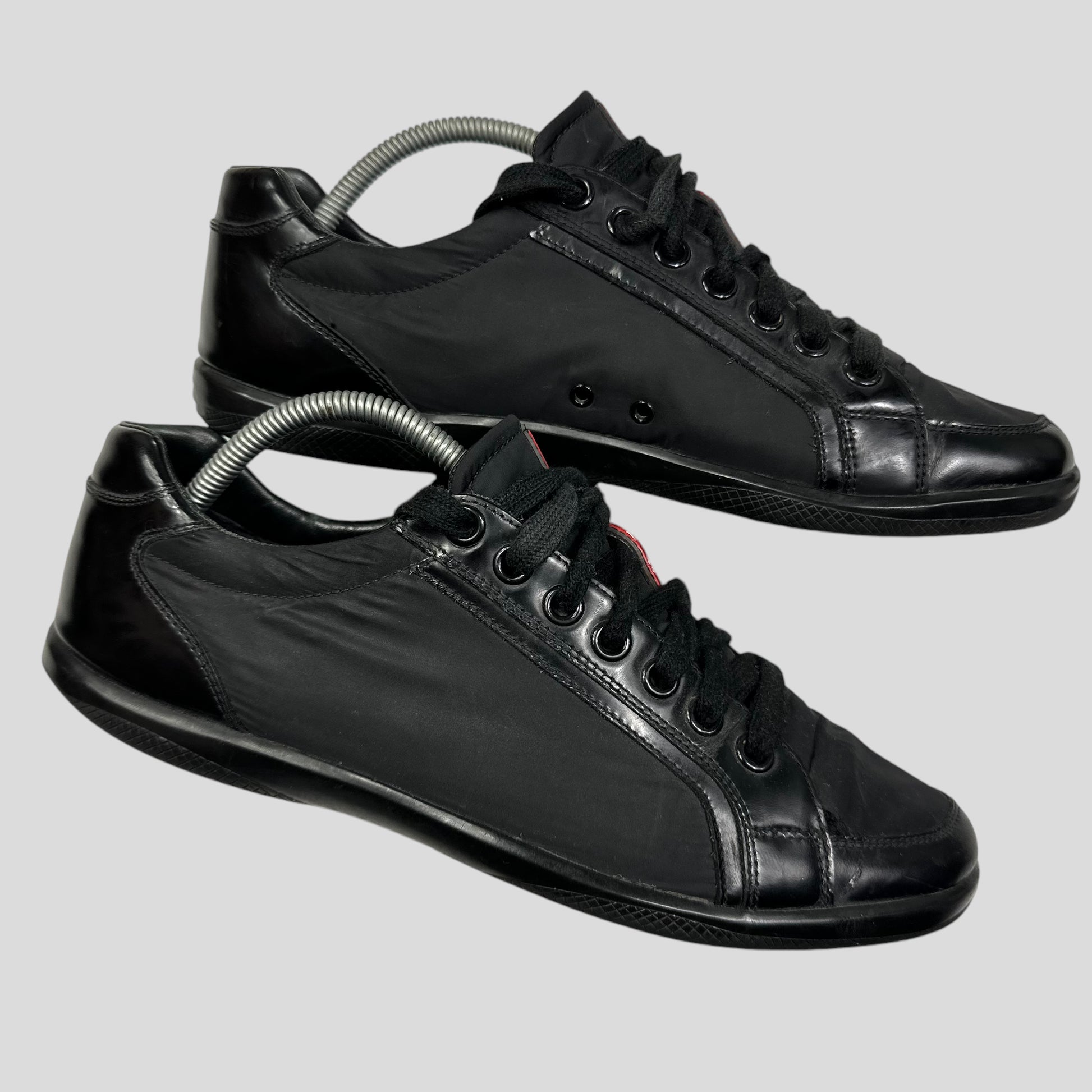 Prada Sport Leather Nylon Low Trainer UK9