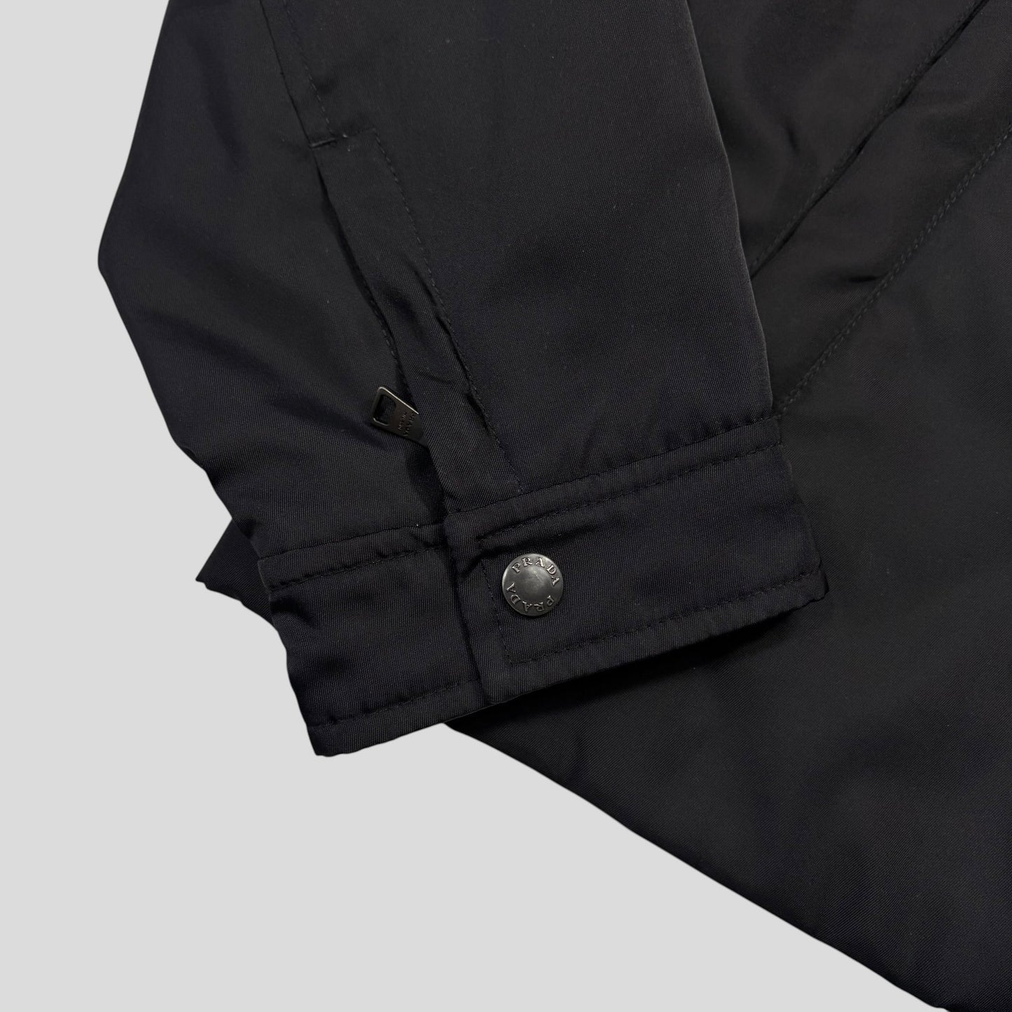 Prada 2013 Triangle Logo Gabardine Nylon & Leather Blouson Jacket - L/XL