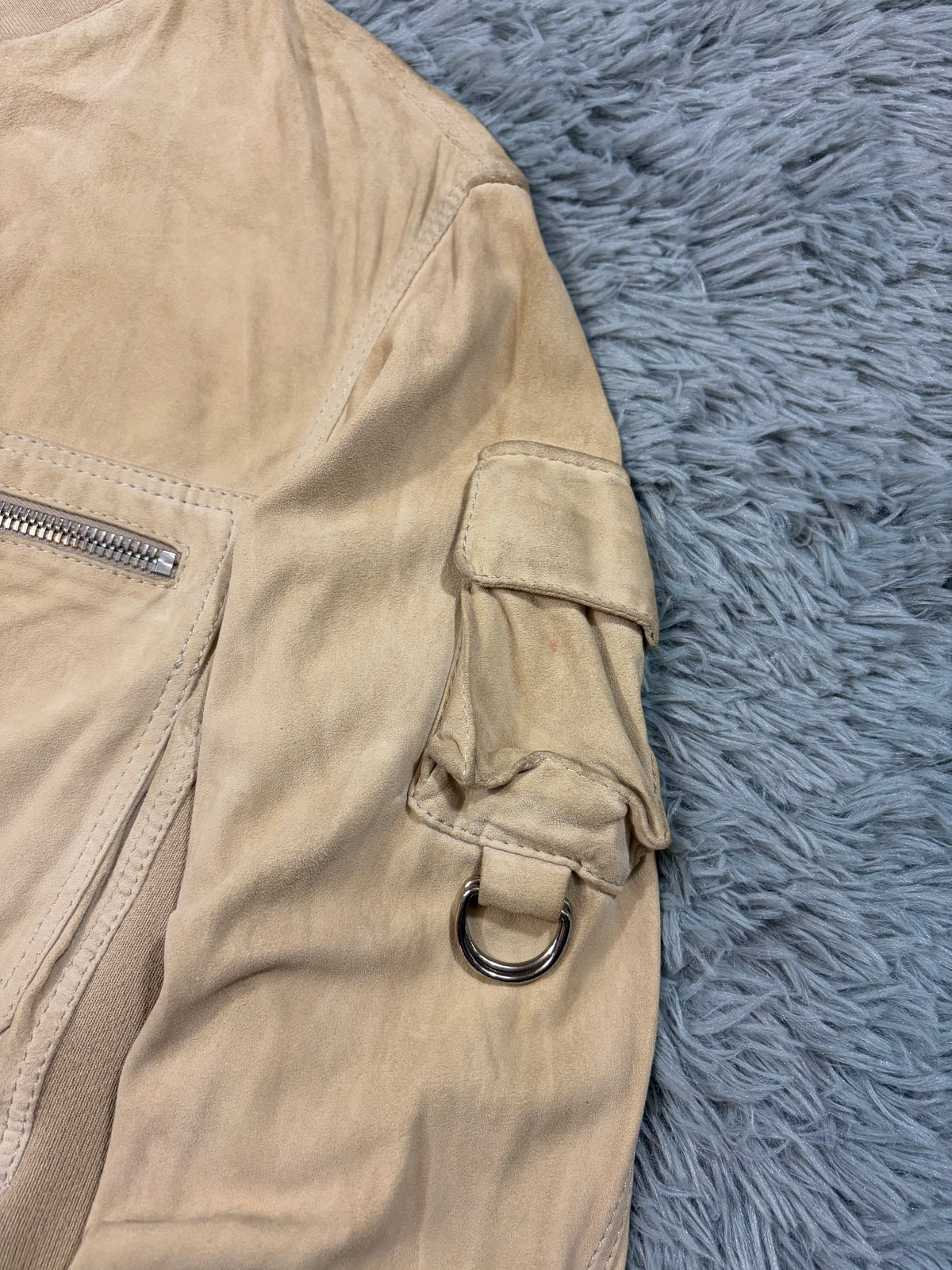 Prada Sport 00’s Suede Leather D-ring Cargo Biker Jacket - M