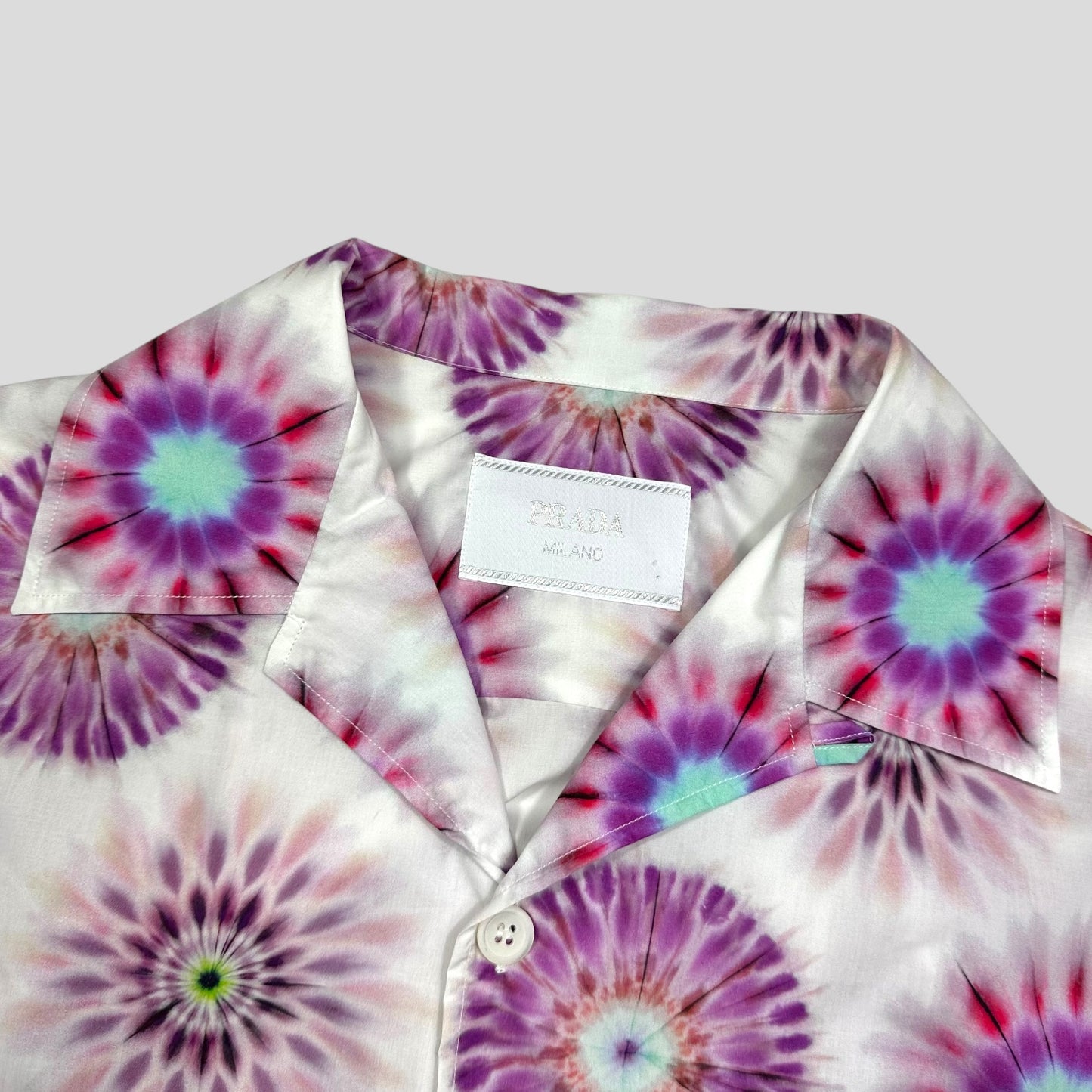 Prada SS19 Kaleidoscope Tie-Dye Boxy Cuban Shirt - M/L