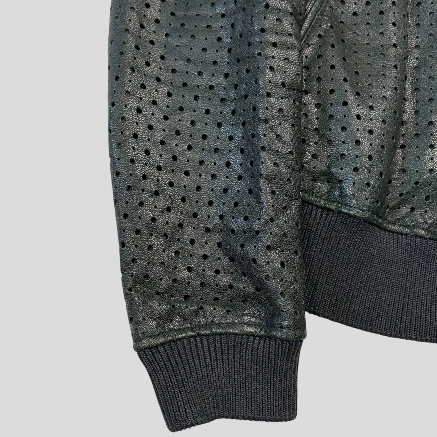 Dolce & Gabanna SS21 Perforated Goat Leather Bomber Jacket - S/M
