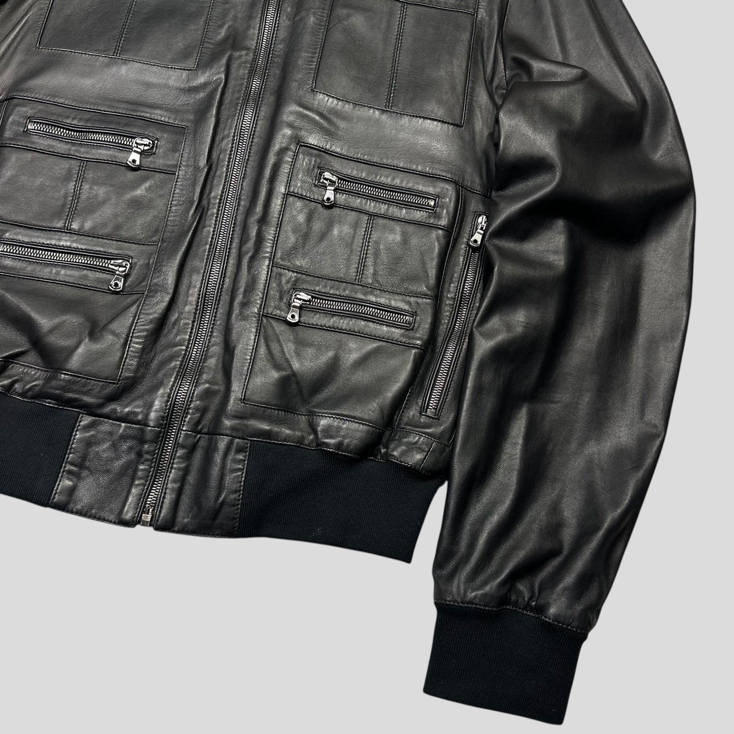 Dolce & Gabbana 00’s Multipocket Lambs Leather Cargo Bomber Jacket - IT56 (XL)