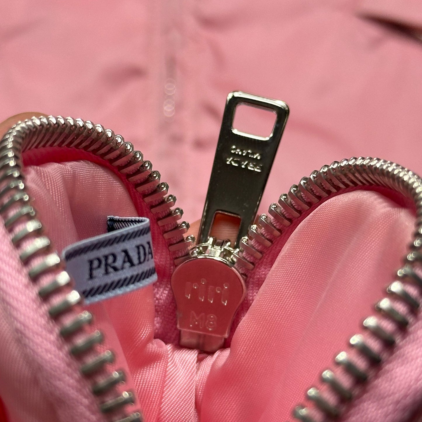 Prada 2020 Baby Pink 3D Triangle Plaque Pouch Re-Nylon Jacket - IT36 (XS-S)