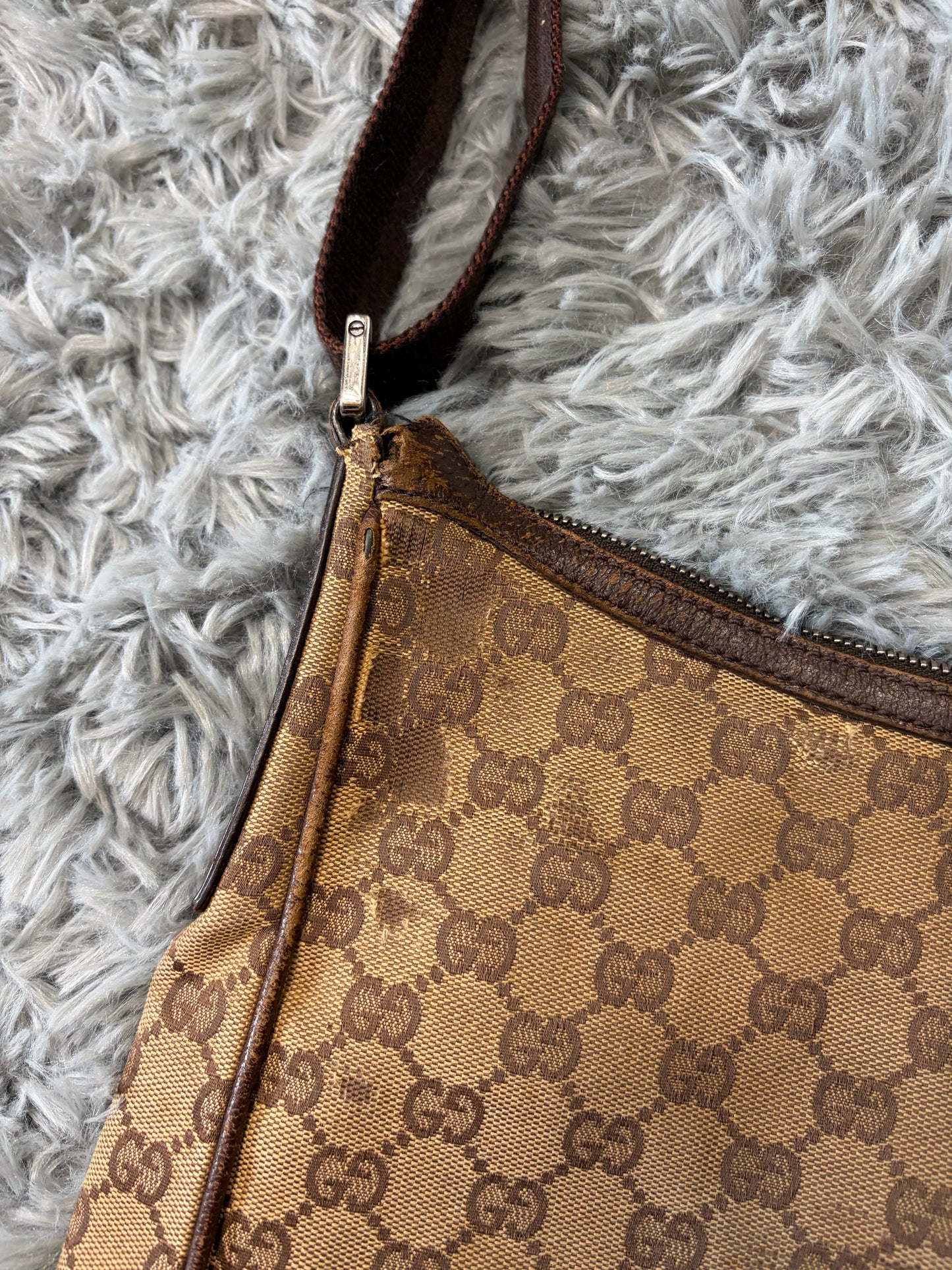 Gucci GG Monogram Brown Canvas Satchel Crossbody Bag