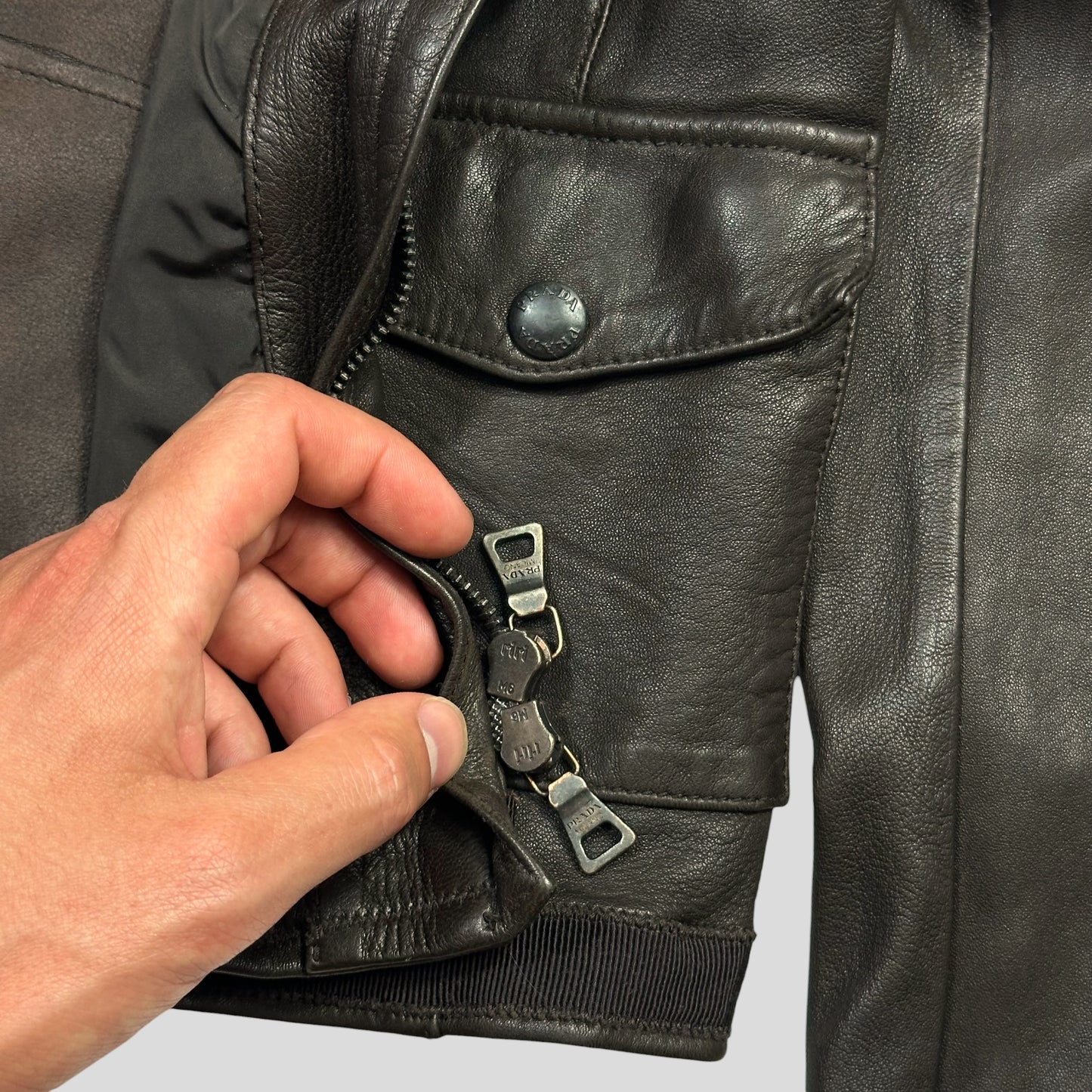 Prada Sport 2004 Leather Love Heart Back Logo Work Jacket - IT40