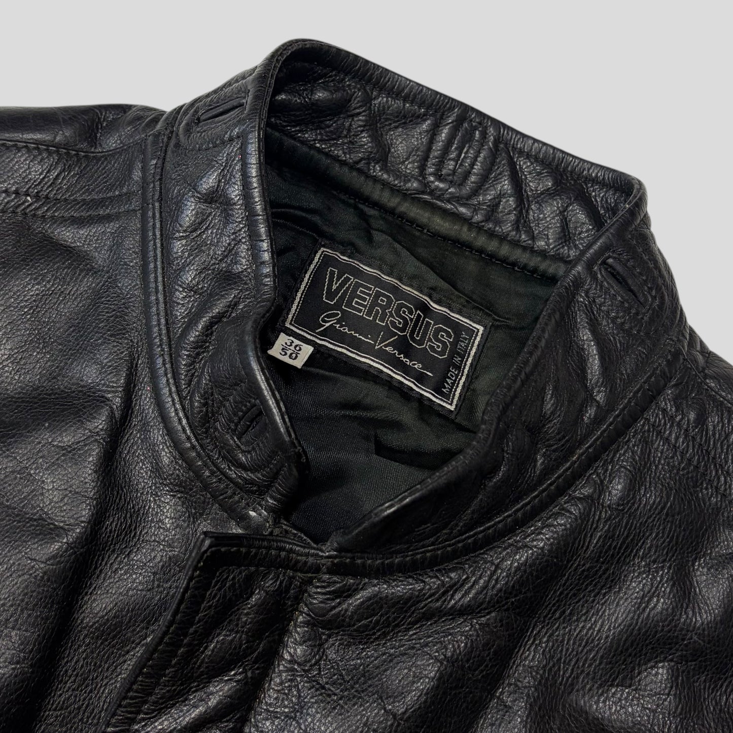 Gianni Versace 90’s Versus Leather Sherpa Flight Jacket - M/L