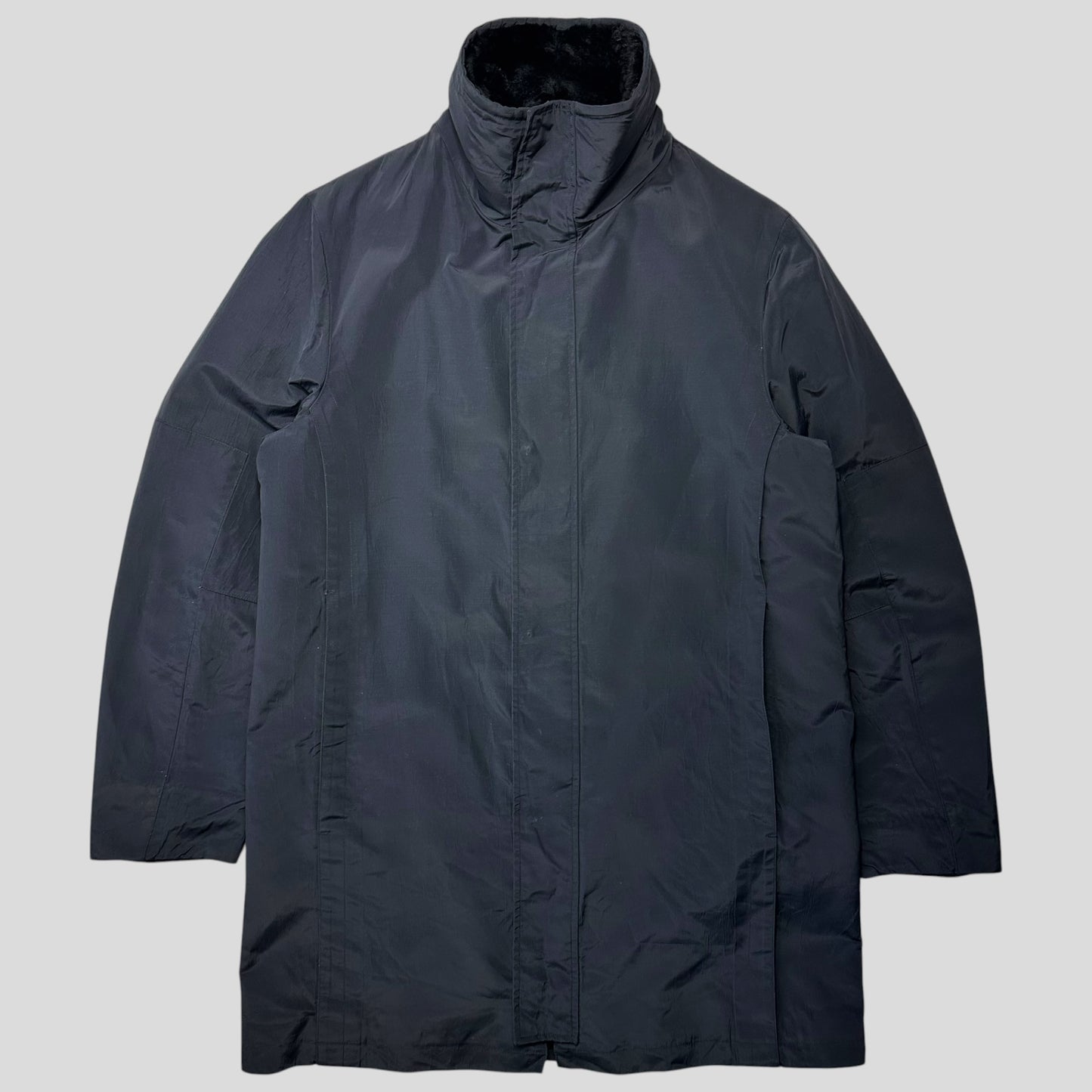 Gucci by Tom Ford 1999 Ballistic Nylon Taped Seam Shearling Collar Coat - L