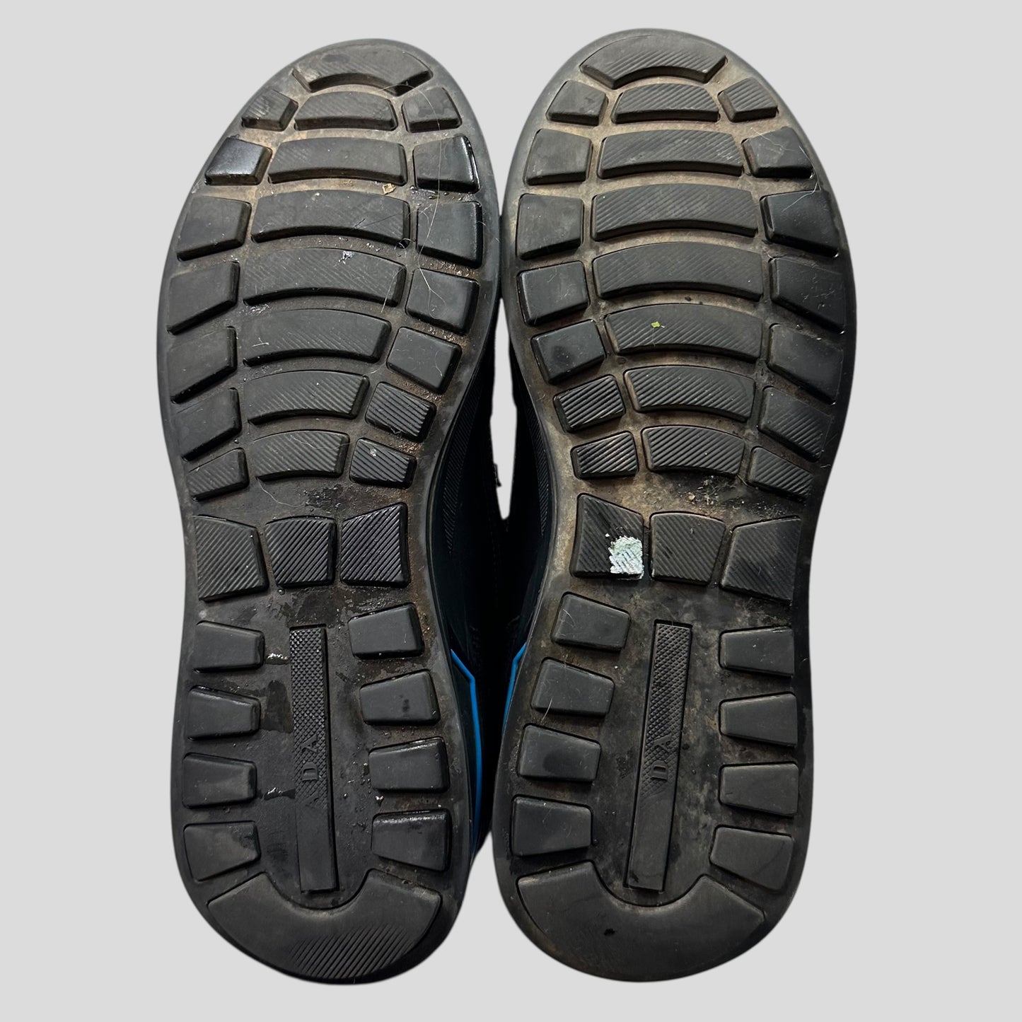 Prada 2018 Mechano Nero Voyage Rubber + Leather Logo Trainers - UK8.5/9