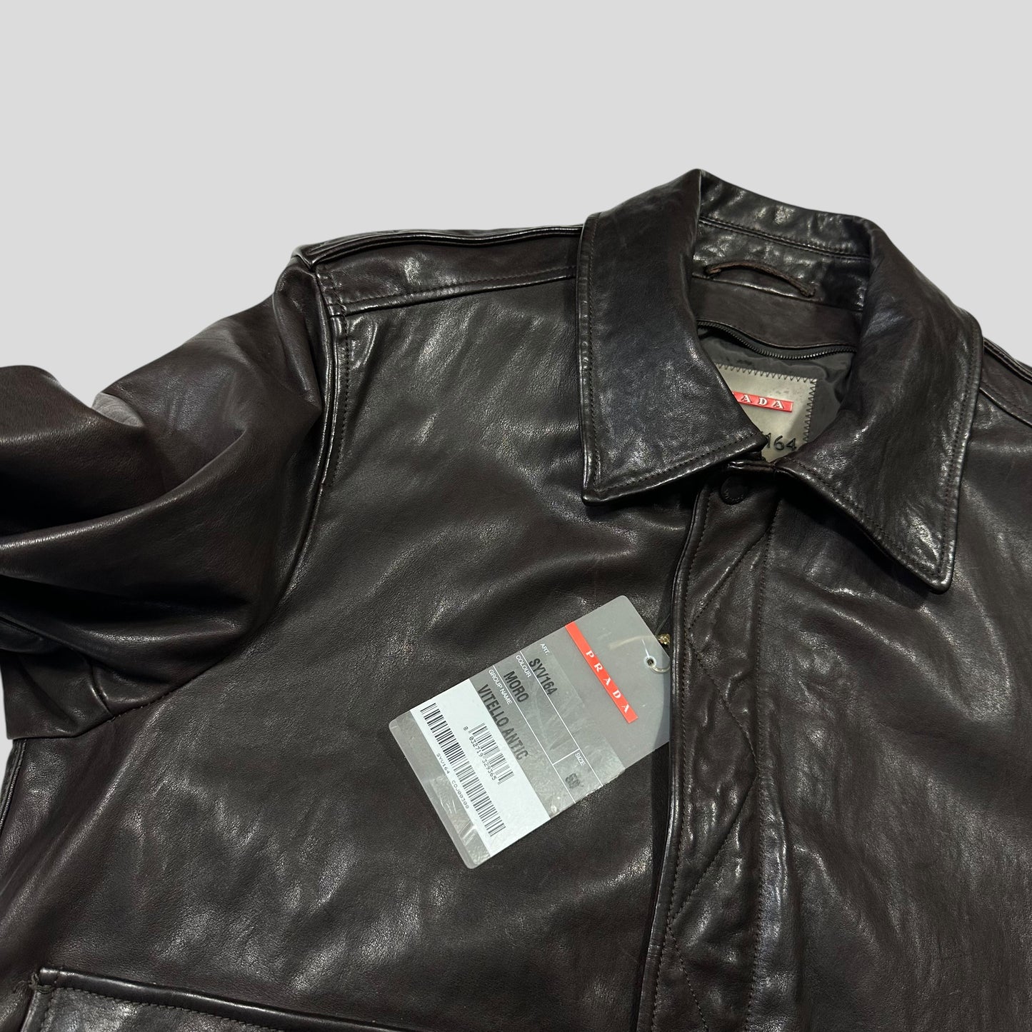 Prada Sport 2007 Leather Logo Antique Finish 2 in 1 Sherpa Flight Jacket - IT50 (M)