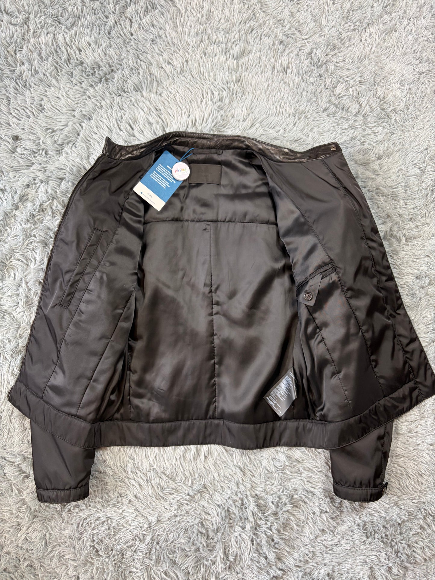 Prada Milano 2011 Gabardine Nylon Leather Hybrid Biker Jacket - S/M