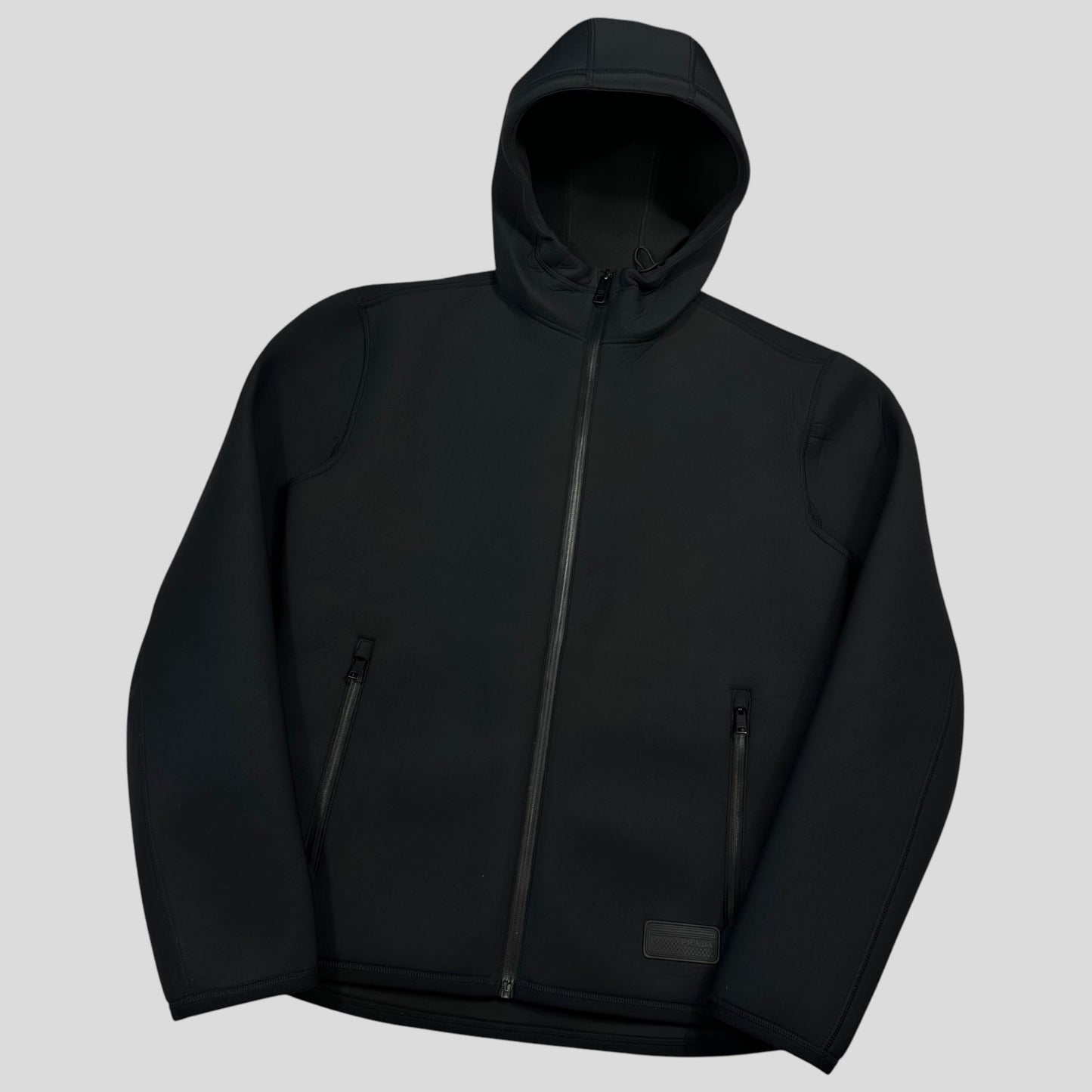 Prada Milano 2018 Technical Scuba Rubberised Race Logo Jacket - M