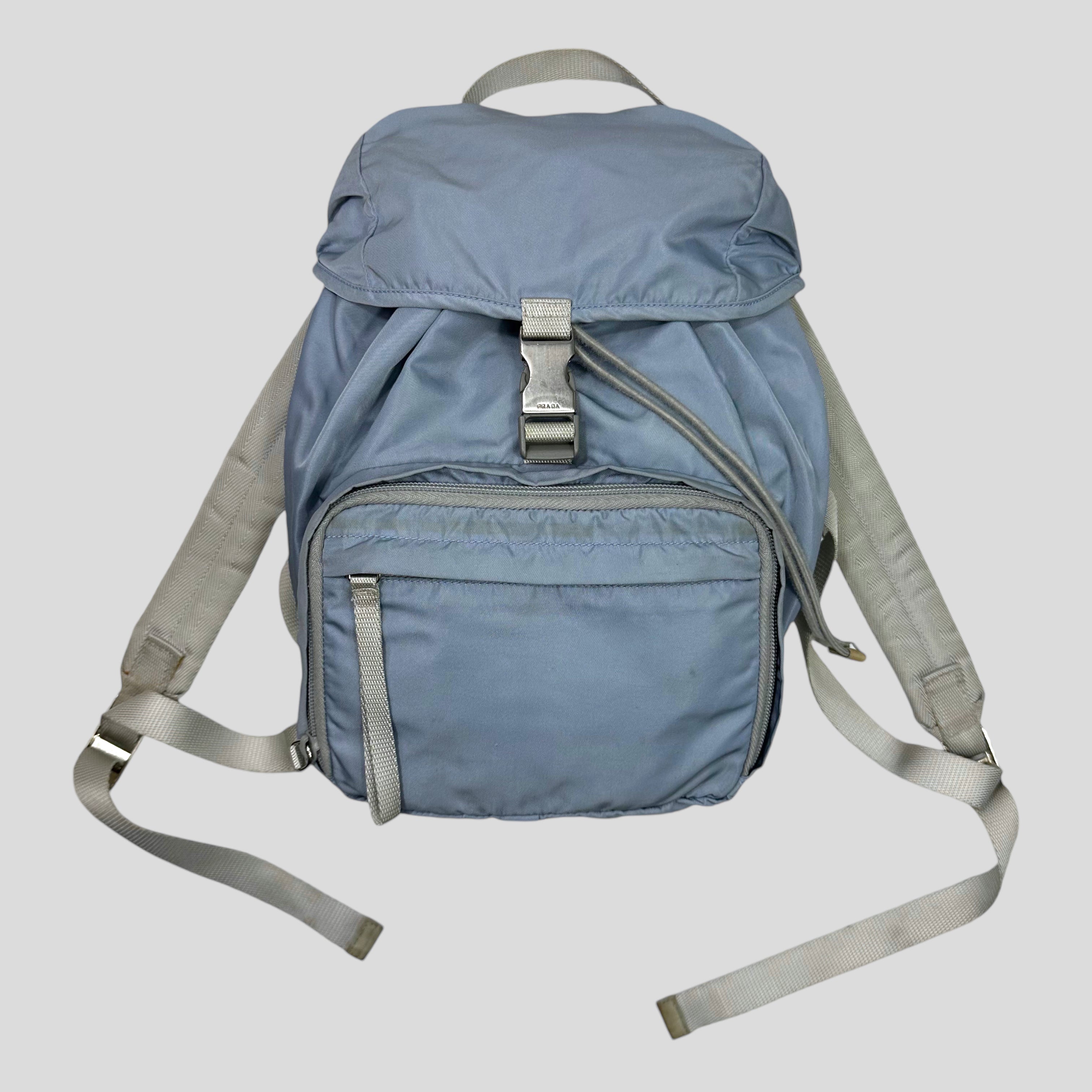 Prada blue backpack hotsell