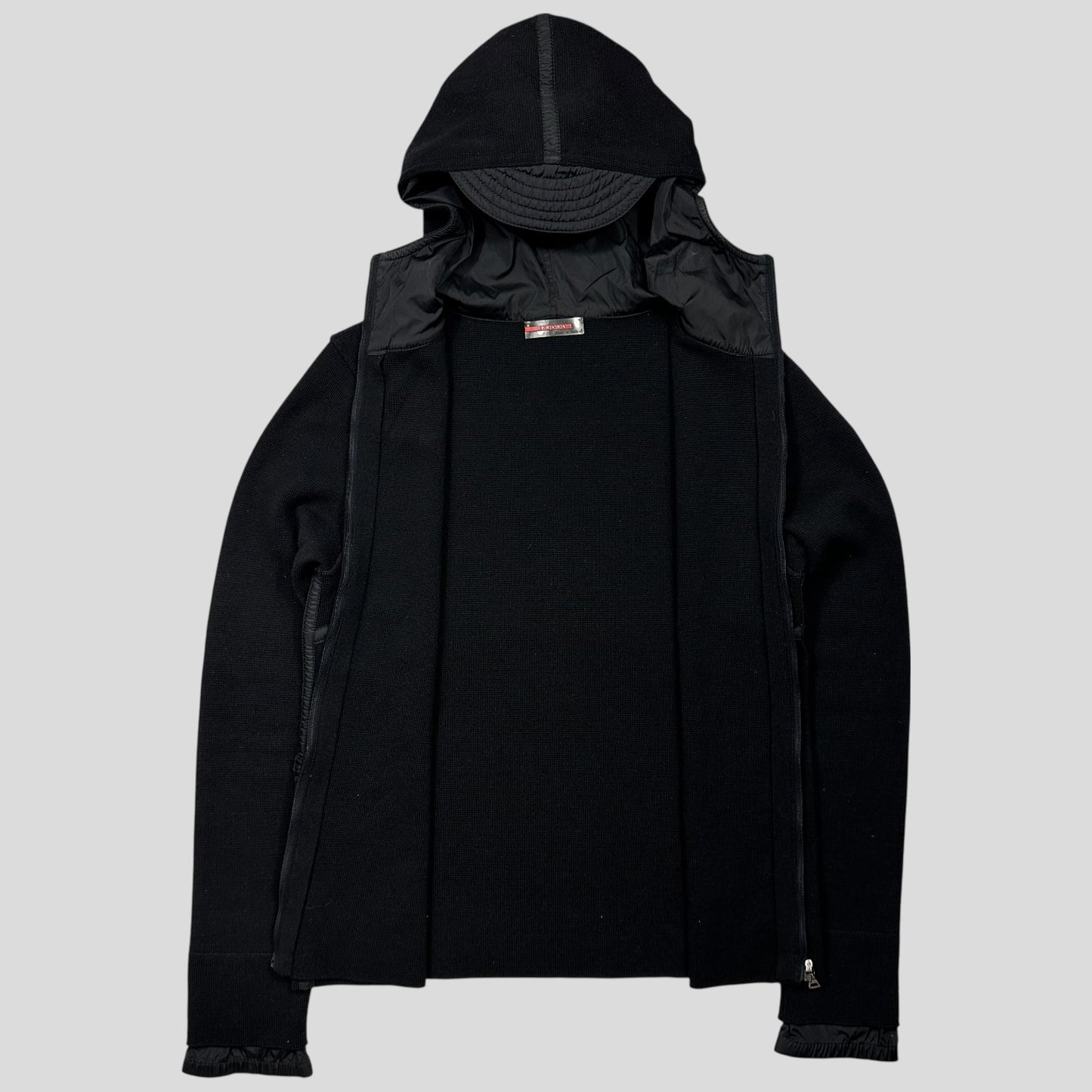 Prada Sport AW00 Ninja Hood Nylon Panel Tech Knit Cardigan - XS/S