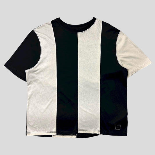 AMI Panelled Striped Heavy Cotton Logo T-shirt - XXL
