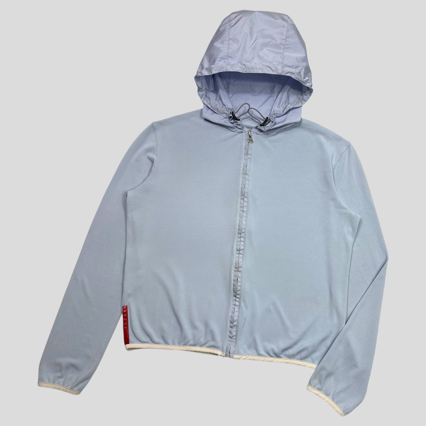 Prada Sport SS00 Baby Blue Mesh Cropped Technical Hoodie - M