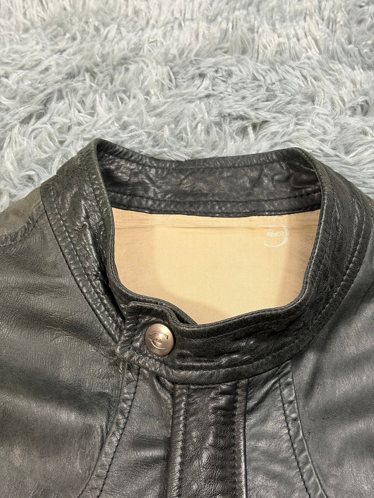 Just Cavalli SS07 Leather Weathered Bondage Jacket - L