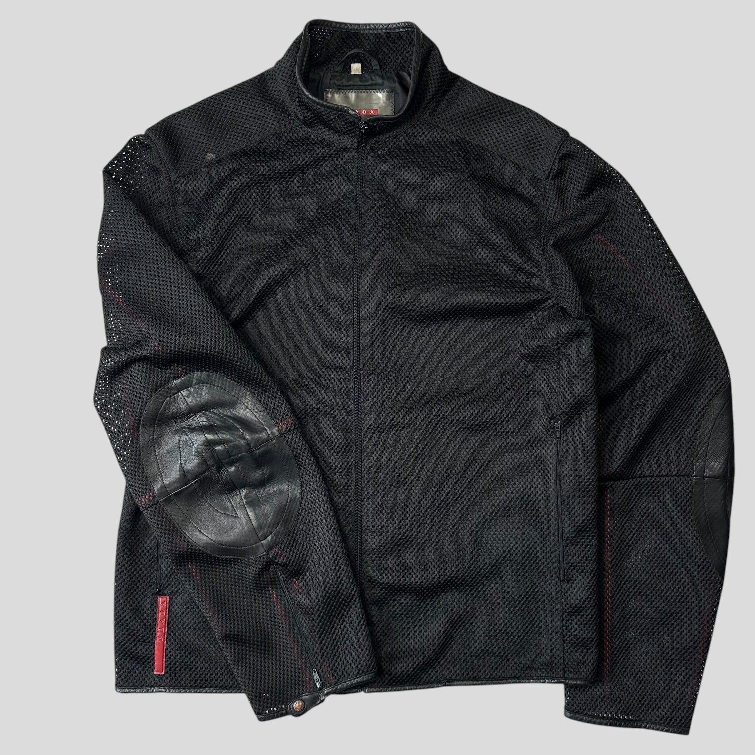 Prada Sport SS00 SAMPLE Mesh + Leather Moto Jacket - IT54 – Warmwaves