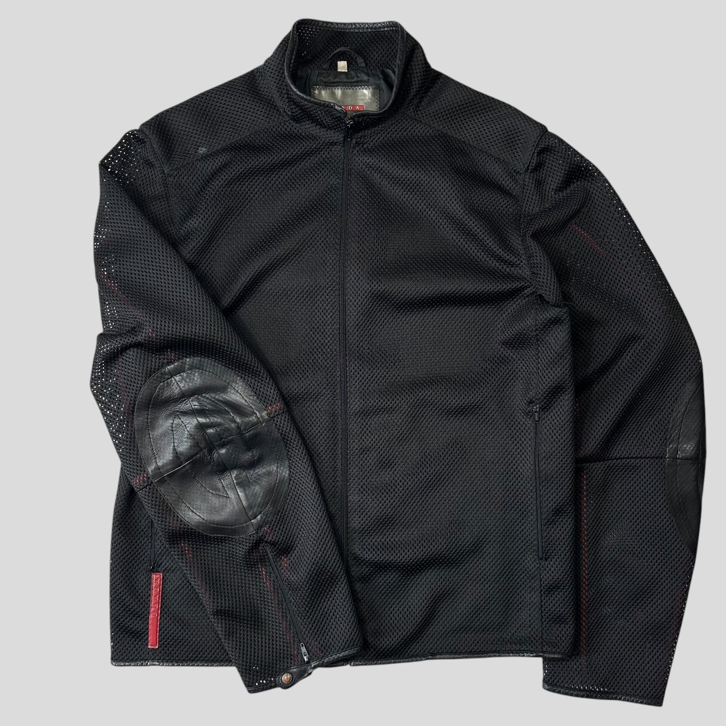 Prada Sport SS00 SAMPLE Mesh + Leather Moto Jacket - IT54
