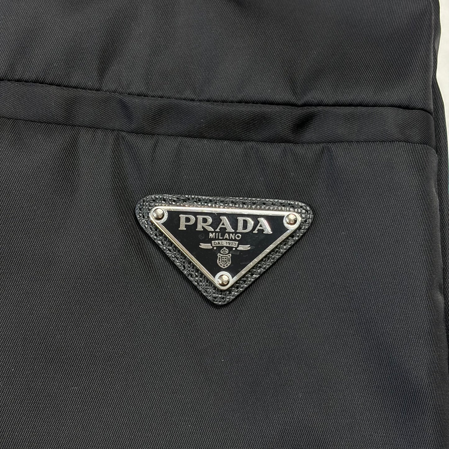 Prada Milano 2018 Black Nylon Gabardine Triangle Logo Trousers - IT40