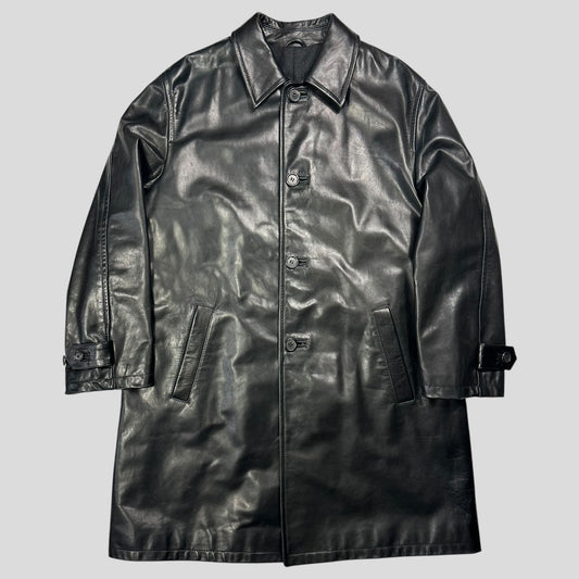 Prada Milano AW98 Wool Lined Gloss Leather Matrix Trench Coat - IT50