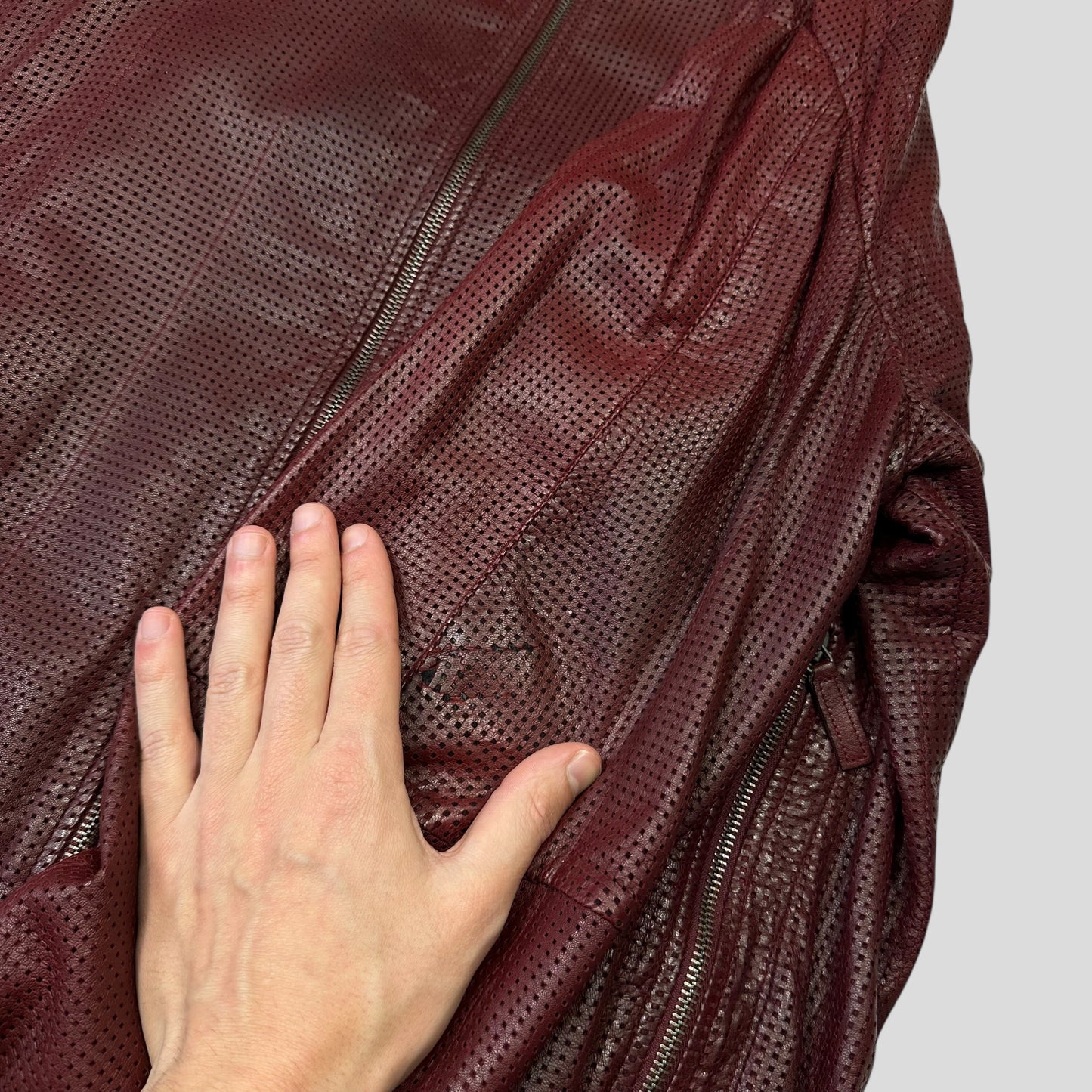 Emporio Armani 2009 Perforated Mesh Lambskin Leather Bomber - IT54 (L)