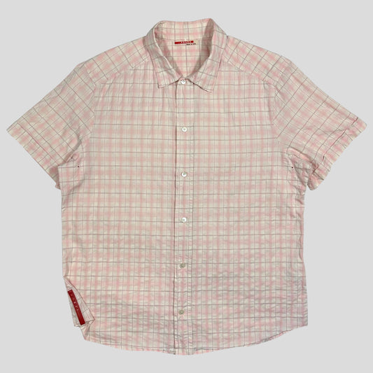 Prada Sport 00’s Pink Tartan Checker Ventilated Shirt - L/XL