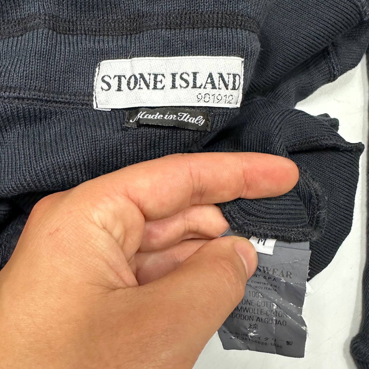 Stone Island SS03 Navy Ribbed Cotton Knit - M